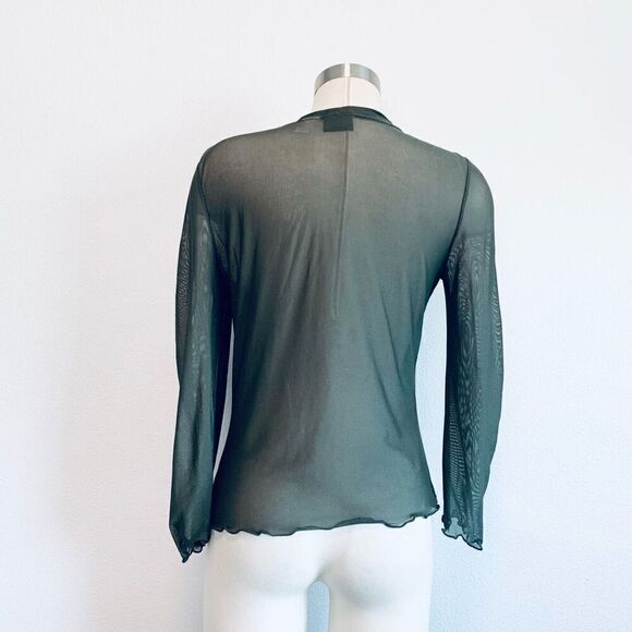 Vintage Boutique Europa Sheer Green Embroidered Cardigan Top Blouse Small - Picture 4 of 7